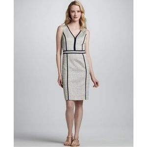 Tory Burch sleeveless cream V-neck Woven textured Sheath dress Sz 6
